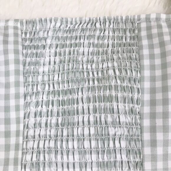 GIANNI BINI Gingham Peasant Crop Top Puff Sleeve Mint Green Size 0 8 10 New - Picture 12 of 15